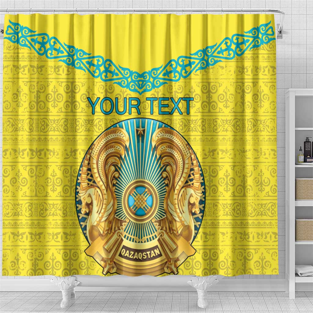 Personalized Kazakhstan Emblem Shower Curtain Kazakh Pattern LT18