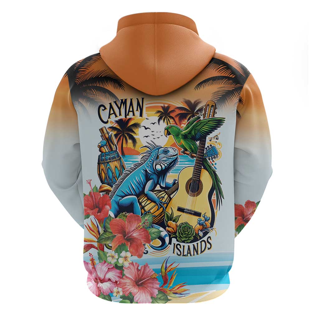 Cayman Islands Hoodie Iguanas And Parrot Hibiscus Flower LT18