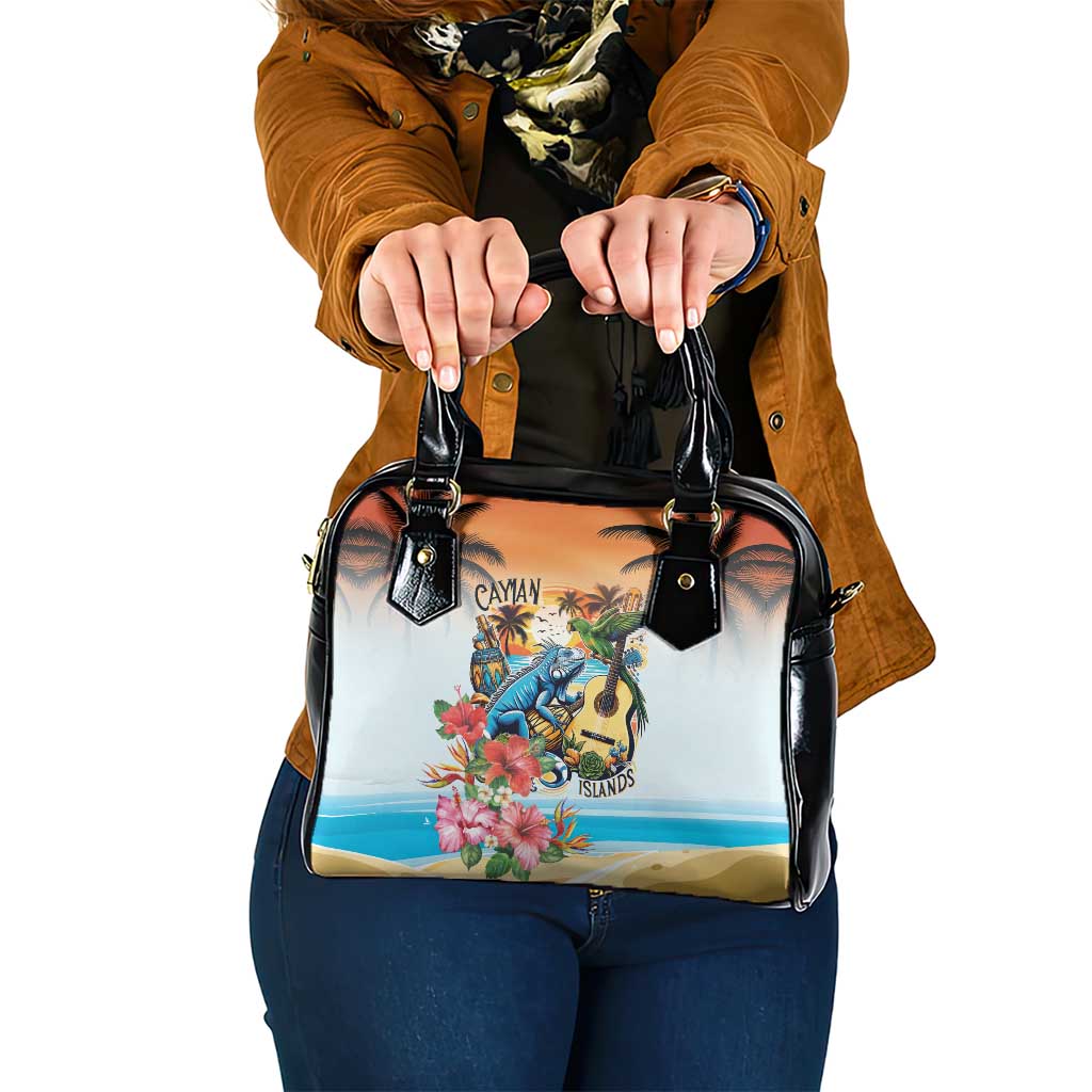 Cayman Islands Shoulder Handbag Iguanas And Parrot Hibiscus Flower LT18