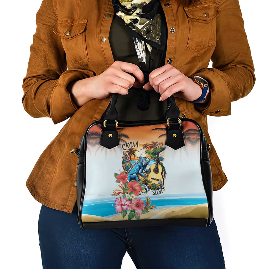 Cayman Islands Shoulder Handbag Iguanas And Parrot Hibiscus Flower LT18