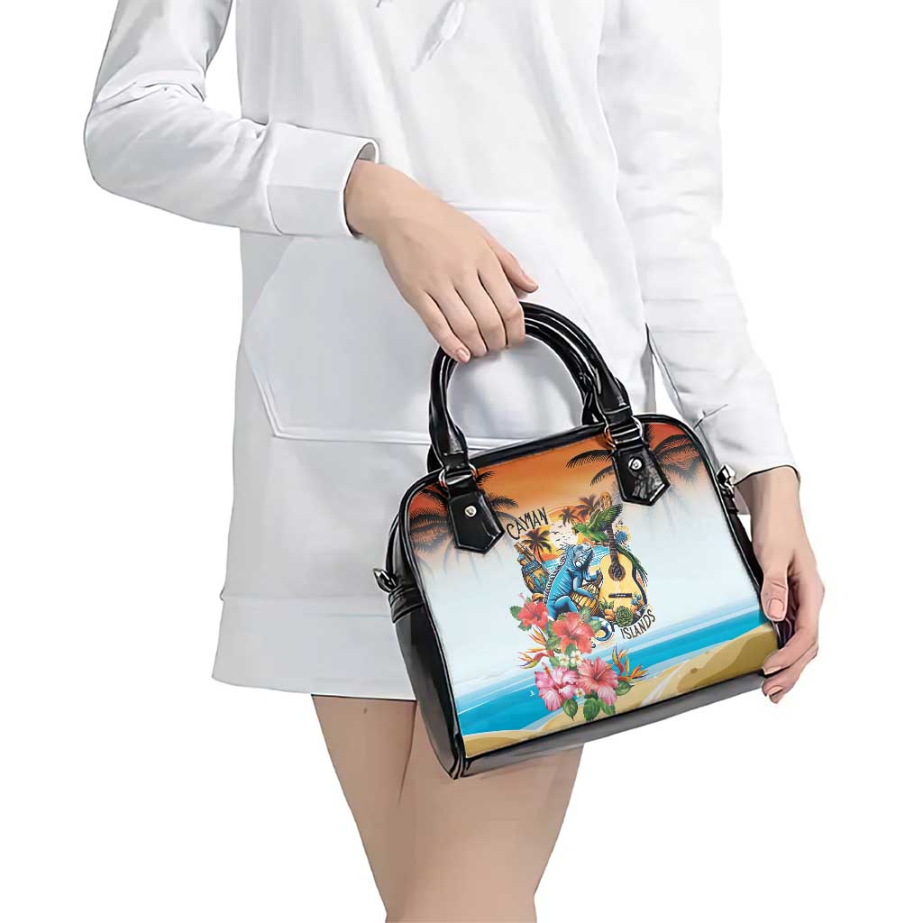Cayman Islands Shoulder Handbag Iguanas And Parrot Hibiscus Flower LT18