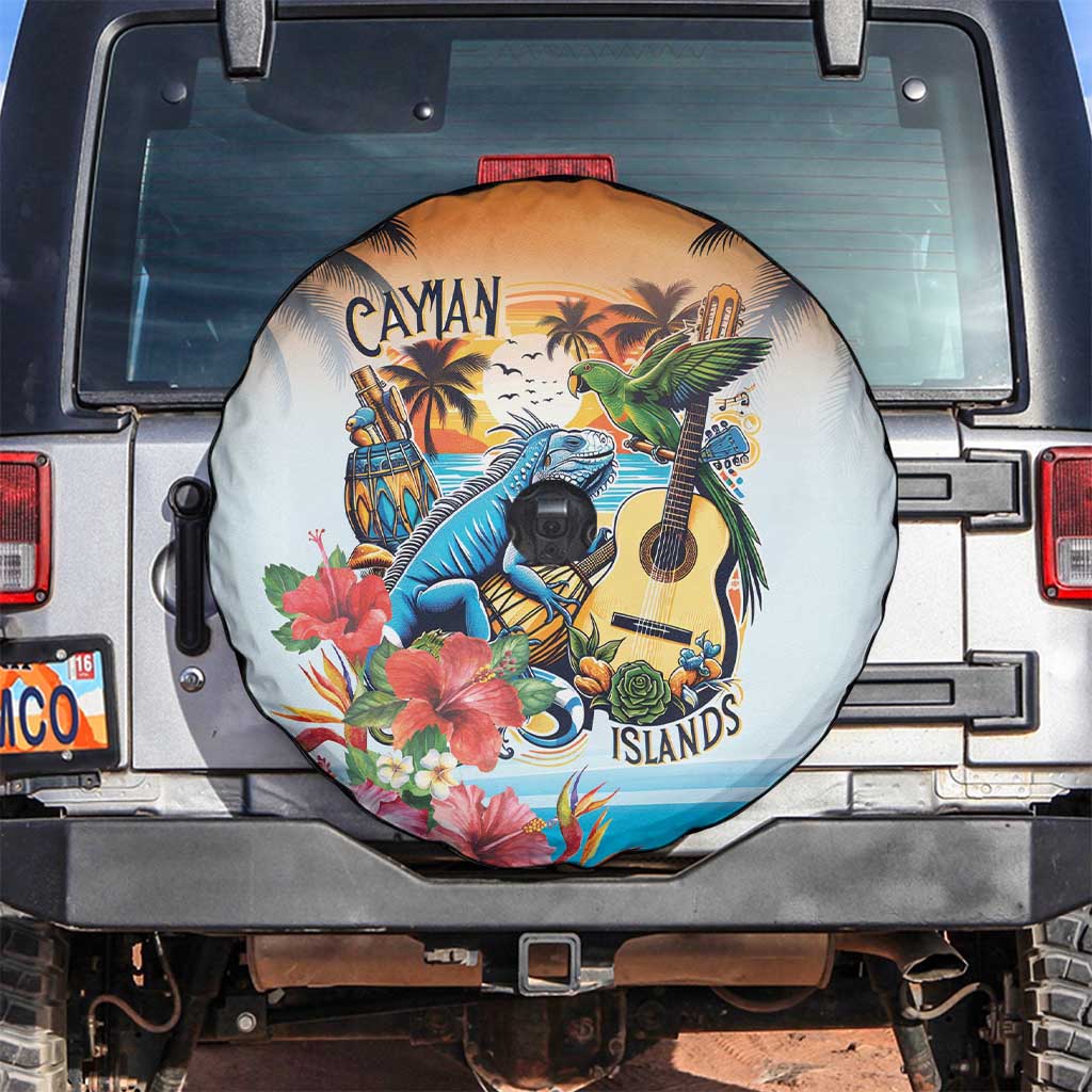 Cayman Islands Spare Tire Cover Iguanas And Parrot Hibiscus Flower LT18