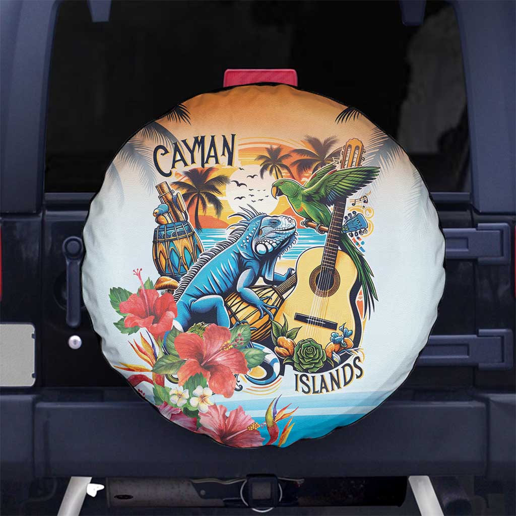 Cayman Islands Spare Tire Cover Iguanas And Parrot Hibiscus Flower LT18