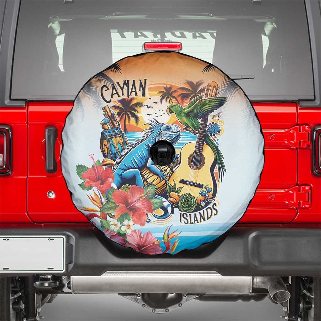 Cayman Islands Spare Tire Cover Iguanas And Parrot Hibiscus Flower LT18