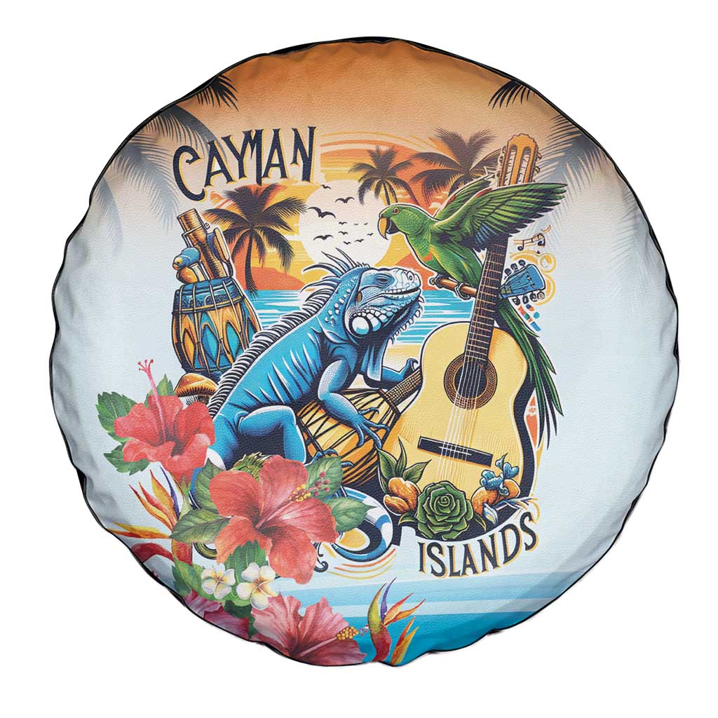 Cayman Islands Spare Tire Cover Iguanas And Parrot Hibiscus Flower LT18