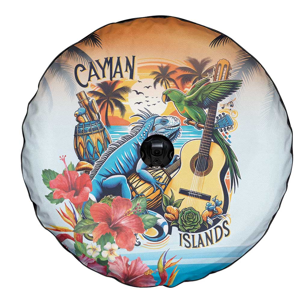 Cayman Islands Spare Tire Cover Iguanas And Parrot Hibiscus Flower LT18