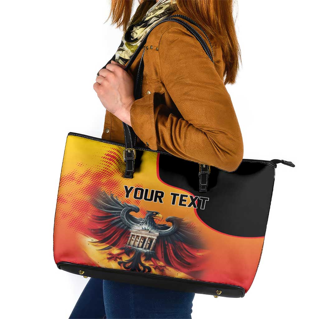 Personalized Germany Unity Day Leather Tote Bag The Eagle With Berlin Wall LT18