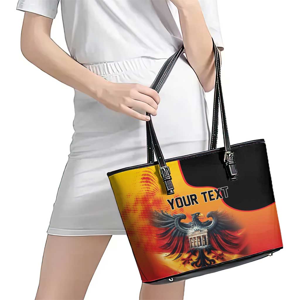 Personalized Germany Unity Day Leather Tote Bag The Eagle With Berlin Wall LT18