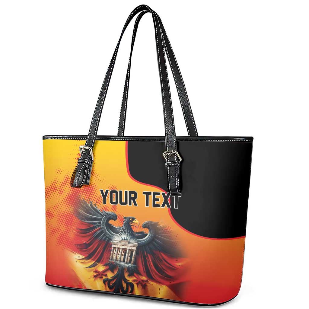 Personalized Germany Unity Day Leather Tote Bag The Eagle With Berlin Wall LT18