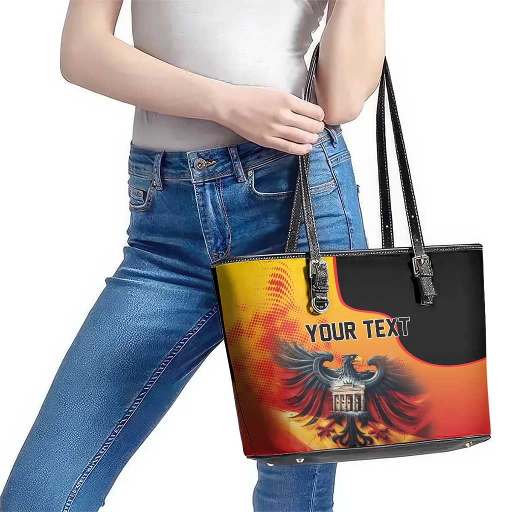 Personalized Germany Unity Day Leather Tote Bag The Eagle With Berlin Wall LT18