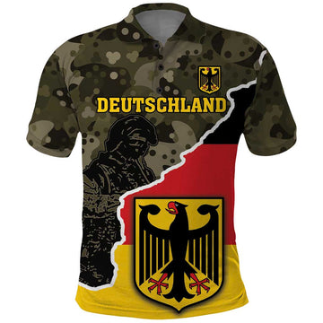 Custom Germany 1990 Polo Shirt Coat Of Arms With Camo Patterns LT18