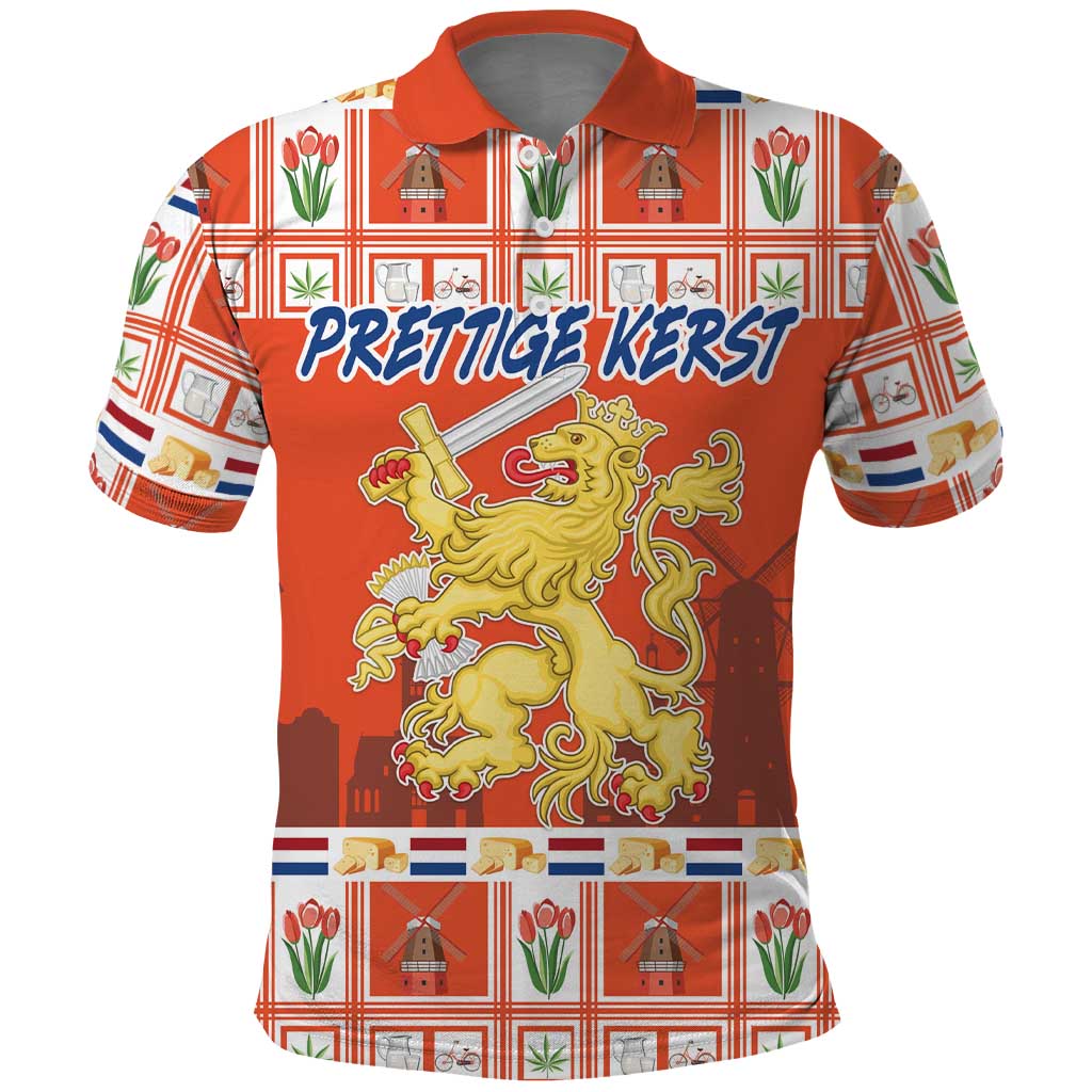 Personalized Netherlands Christmas Polo Shirt Coat Of Arms - Prettige Kerst LT18