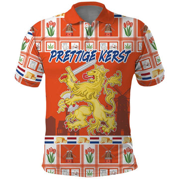 Personalized Netherlands Christmas Polo Shirt Coat Of Arms - Prettige Kerst LT18