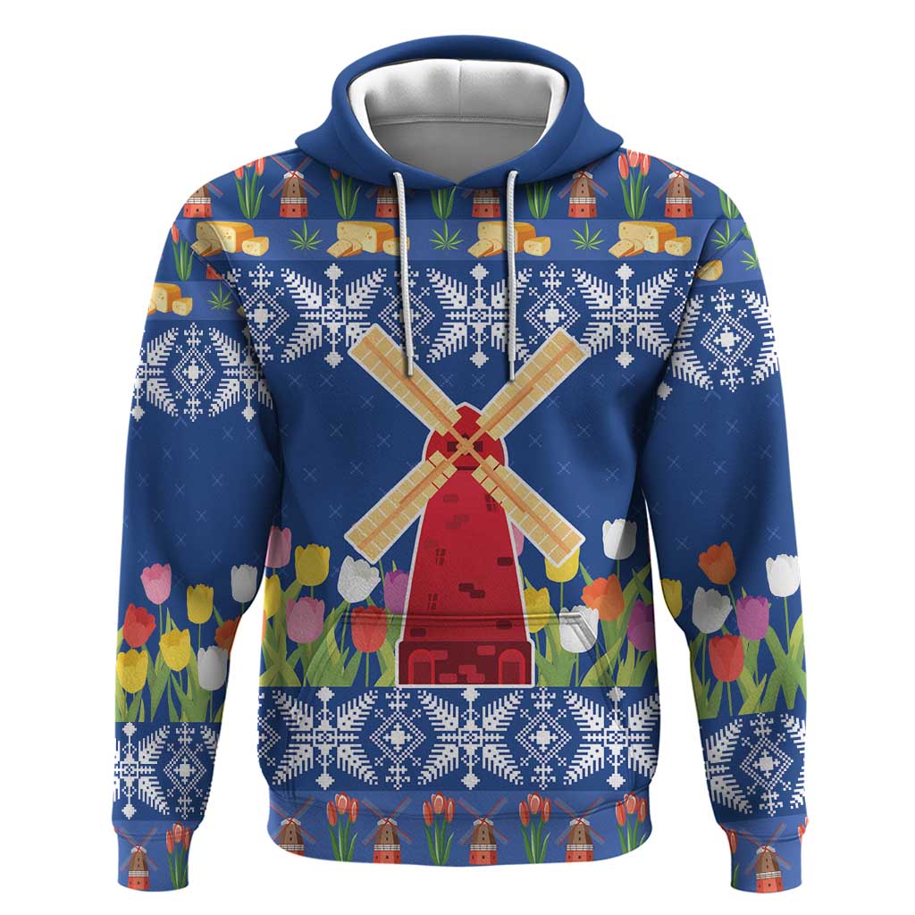 Netherlands Christmas Hoodie Windmills With Tulip Flowers LT18