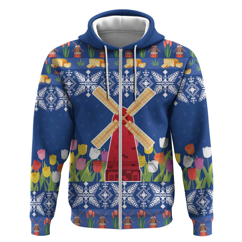 Netherlands Christmas Hoodie Windmills With Tulip Flowers LT18