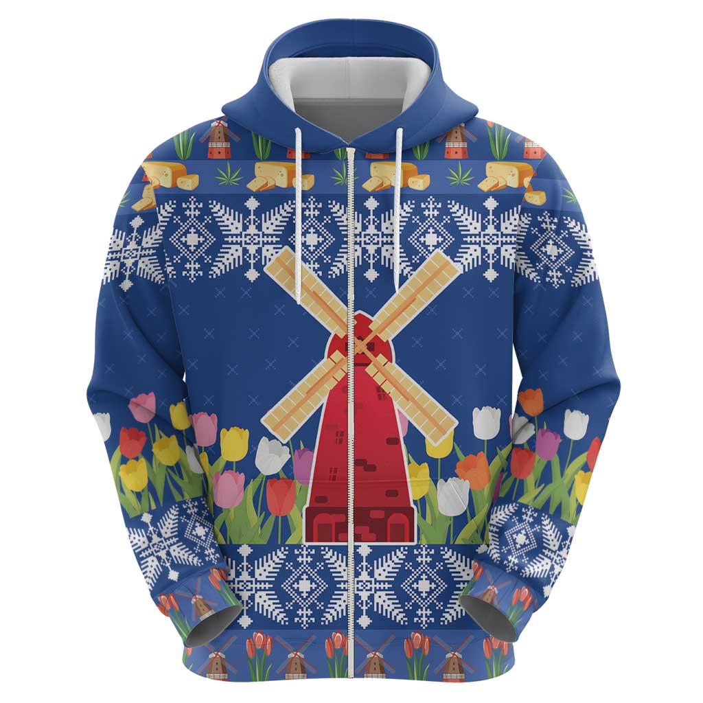 Netherlands Christmas Hoodie Windmills With Tulip Flowers LT18