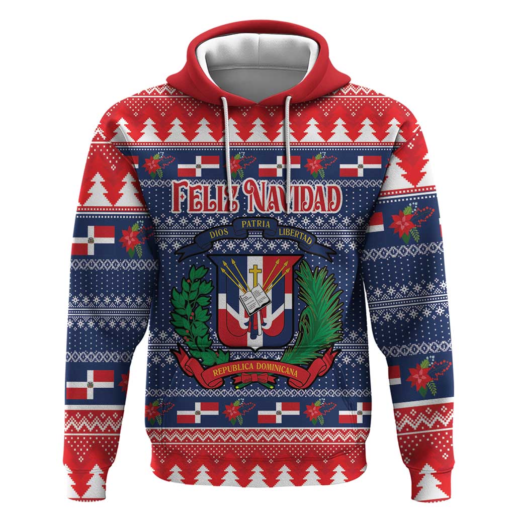 Personalized Dominican Republic Christmas Hoodie Dominicana Coat Of Arms Christmas Pattern LT18