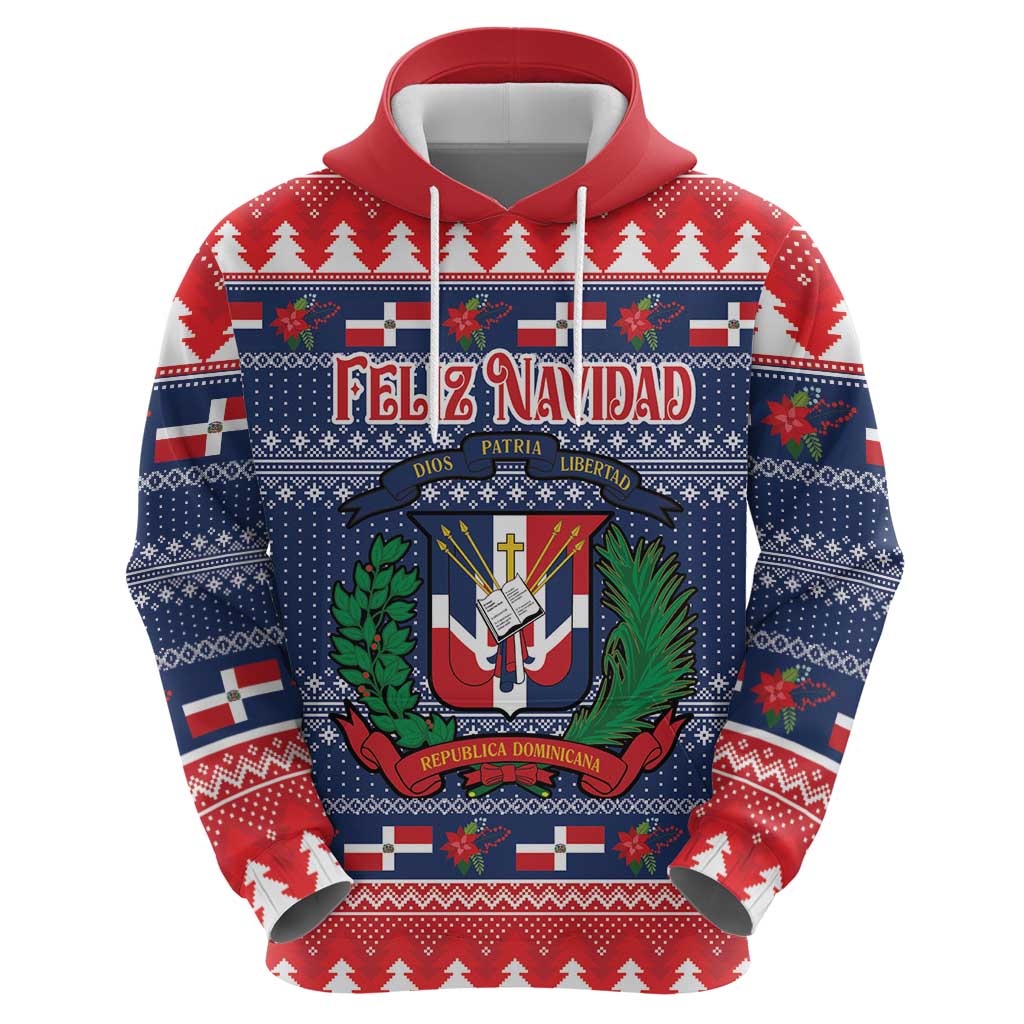Personalized Dominican Republic Christmas Hoodie Dominicana Coat Of Arms Christmas Pattern LT18