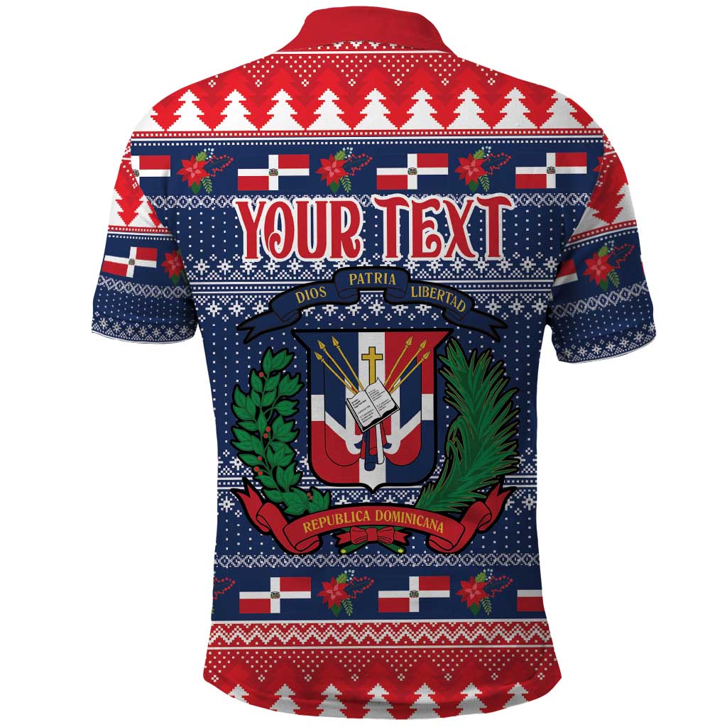 Personalized Dominican Republic Christmas Polo Shirt Dominicana Coat Of Arms Christmas Pattern LT18