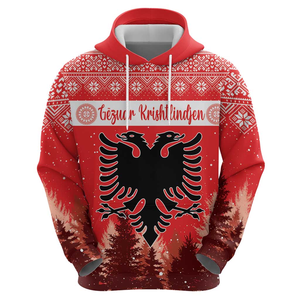Personalized Albania Christmas Hoodie The Double-headed Eagle Christmas Pattern LT18