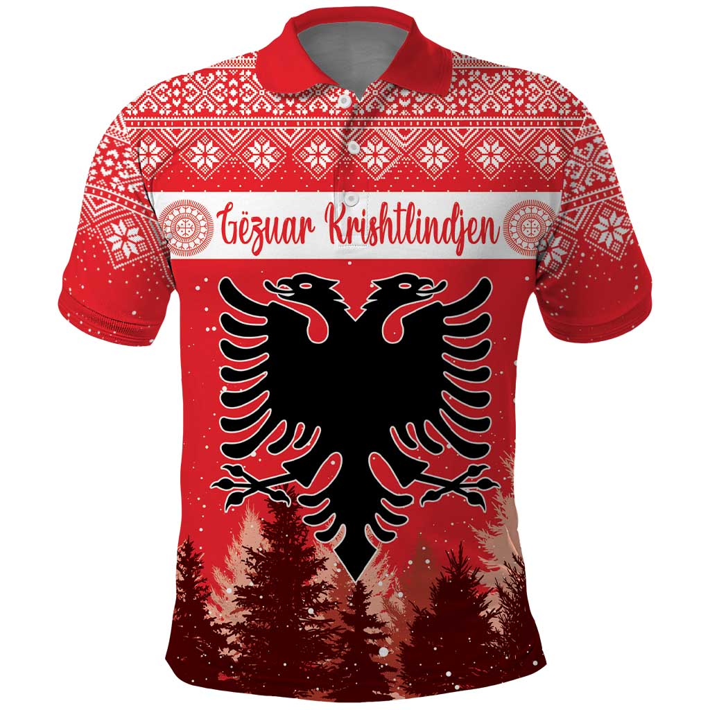 Personalized Albania Christmas Polo Shirt The Double-headed Eagle Christmas Pattern LT18