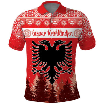 Personalized Albania Christmas Polo Shirt The Double-headed Eagle Christmas Pattern LT18