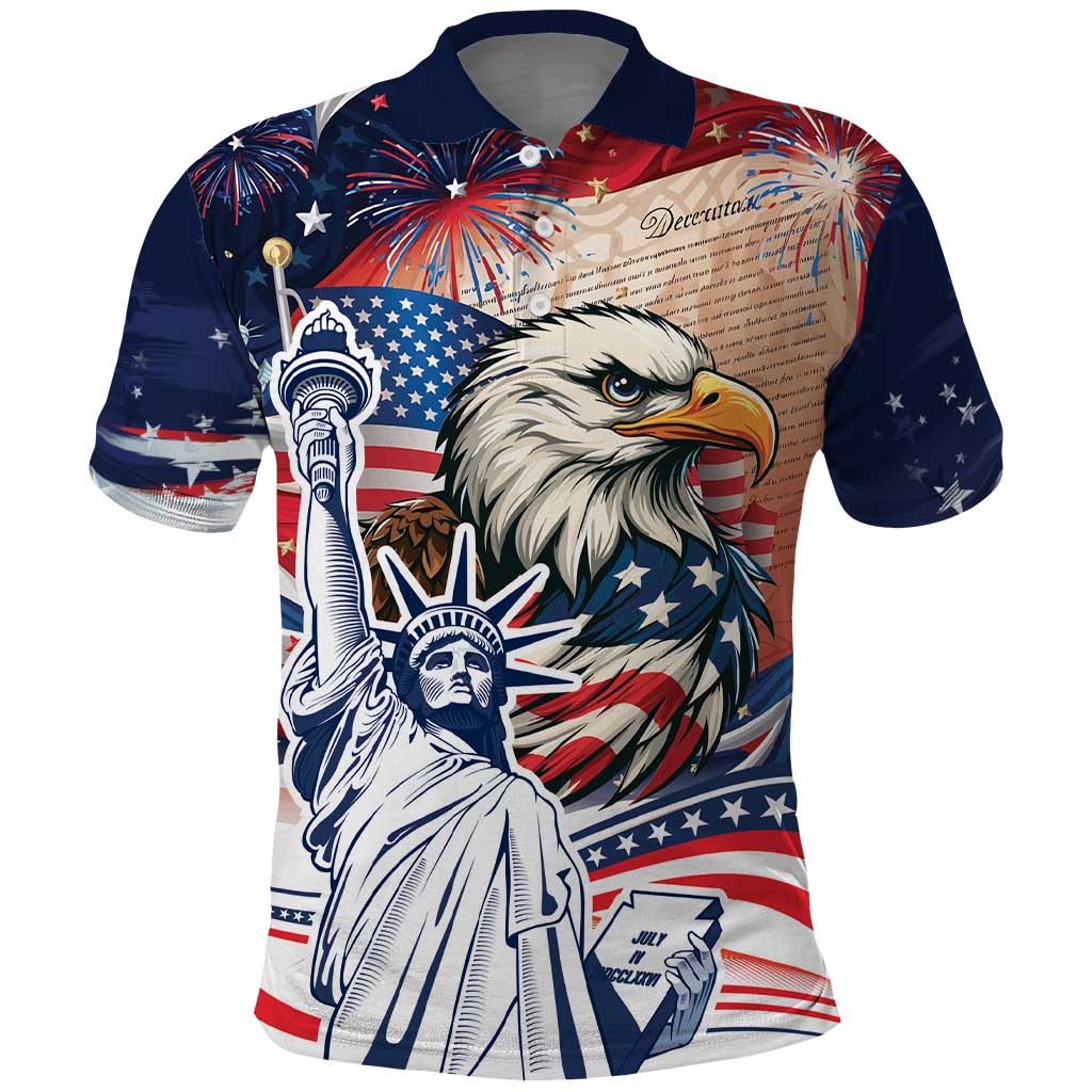 United States Fourth Of July Polo Shirt Eagle Dead With American Flag LT18