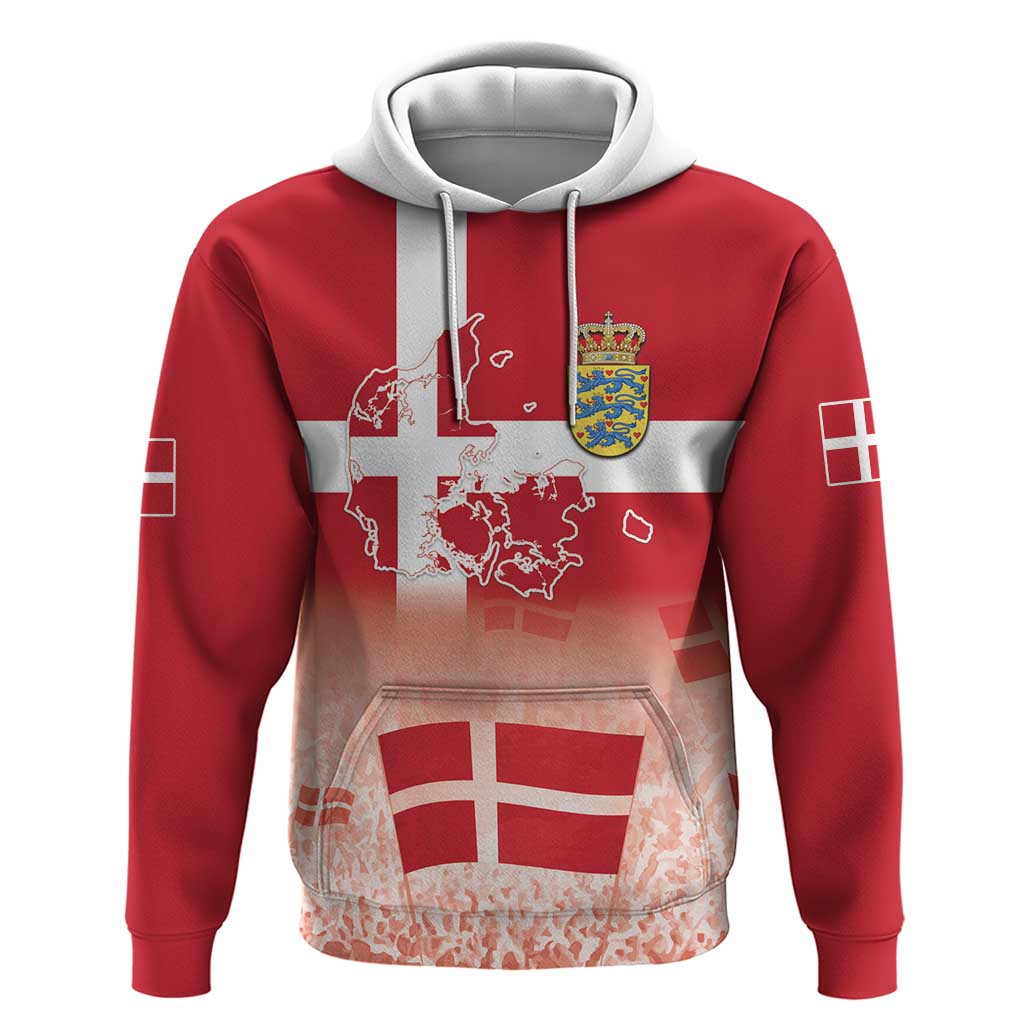 Danish National Flag Day Hoodie Coat Of Arms With Map LT18