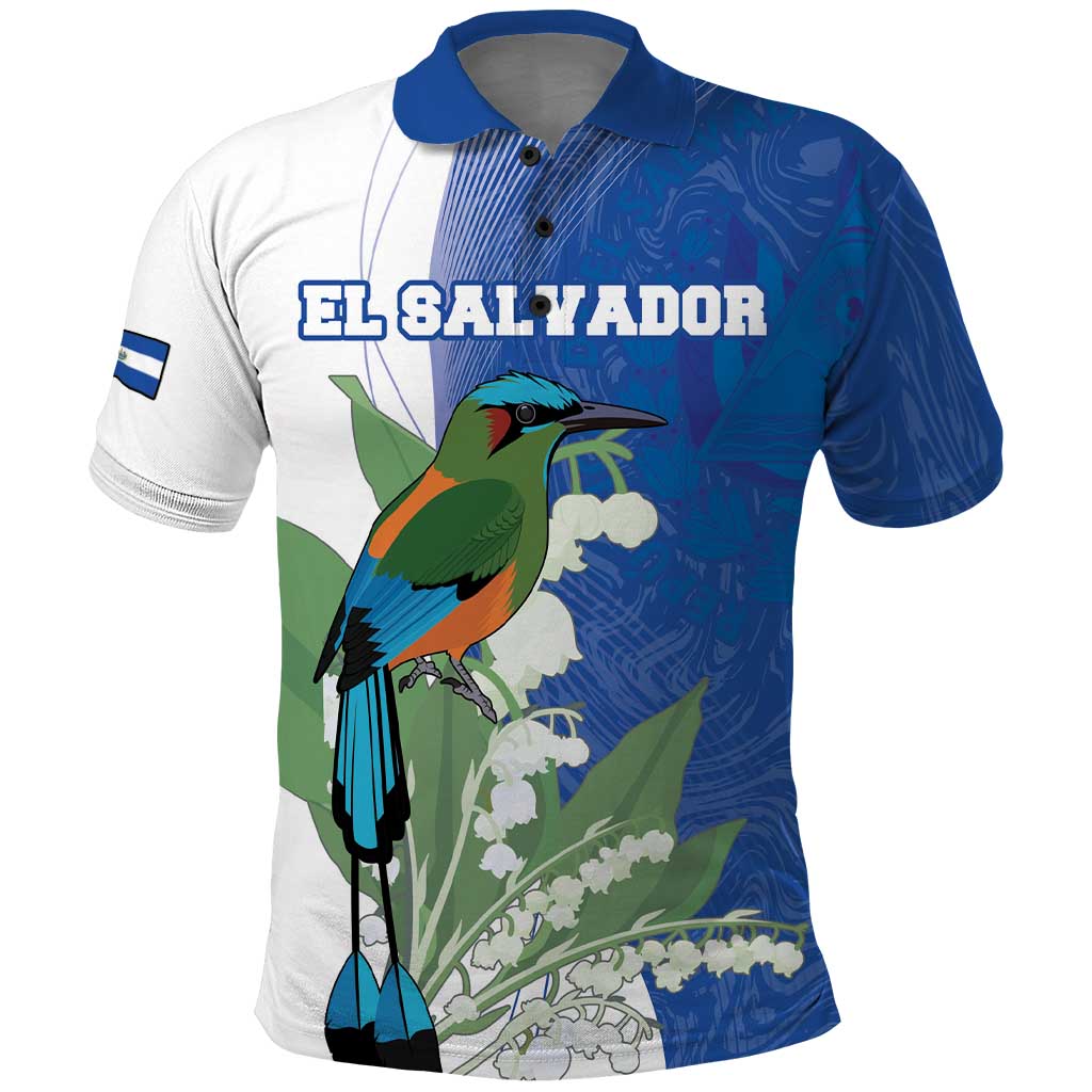 Personalized El Salvador Turquoise Browed Motmot Polo Shirt With Yucca Flowers LT18