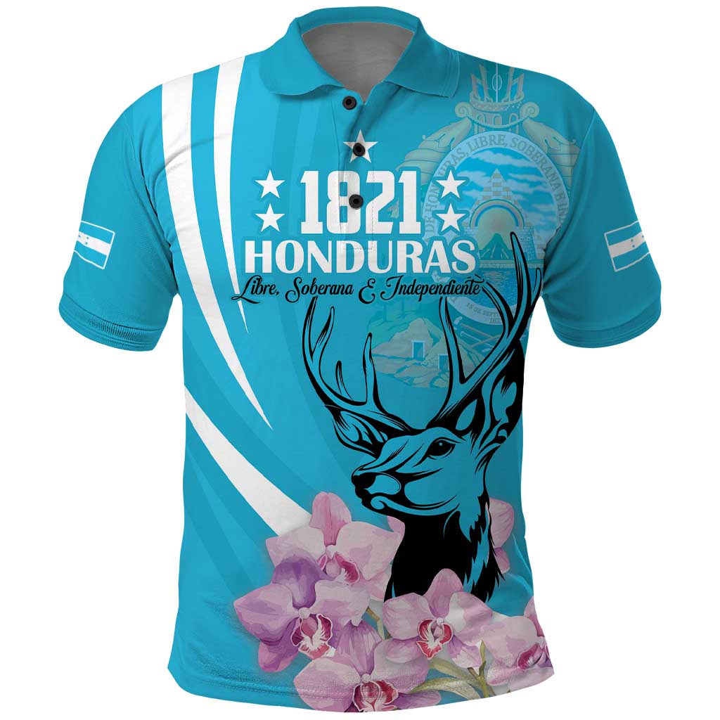 Personalized Honduras Independence Day Polo Shirt With White Tailed Deer LT18