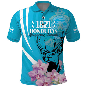 Personalized Honduras Independence Day Polo Shirt With White Tailed Deer LT18
