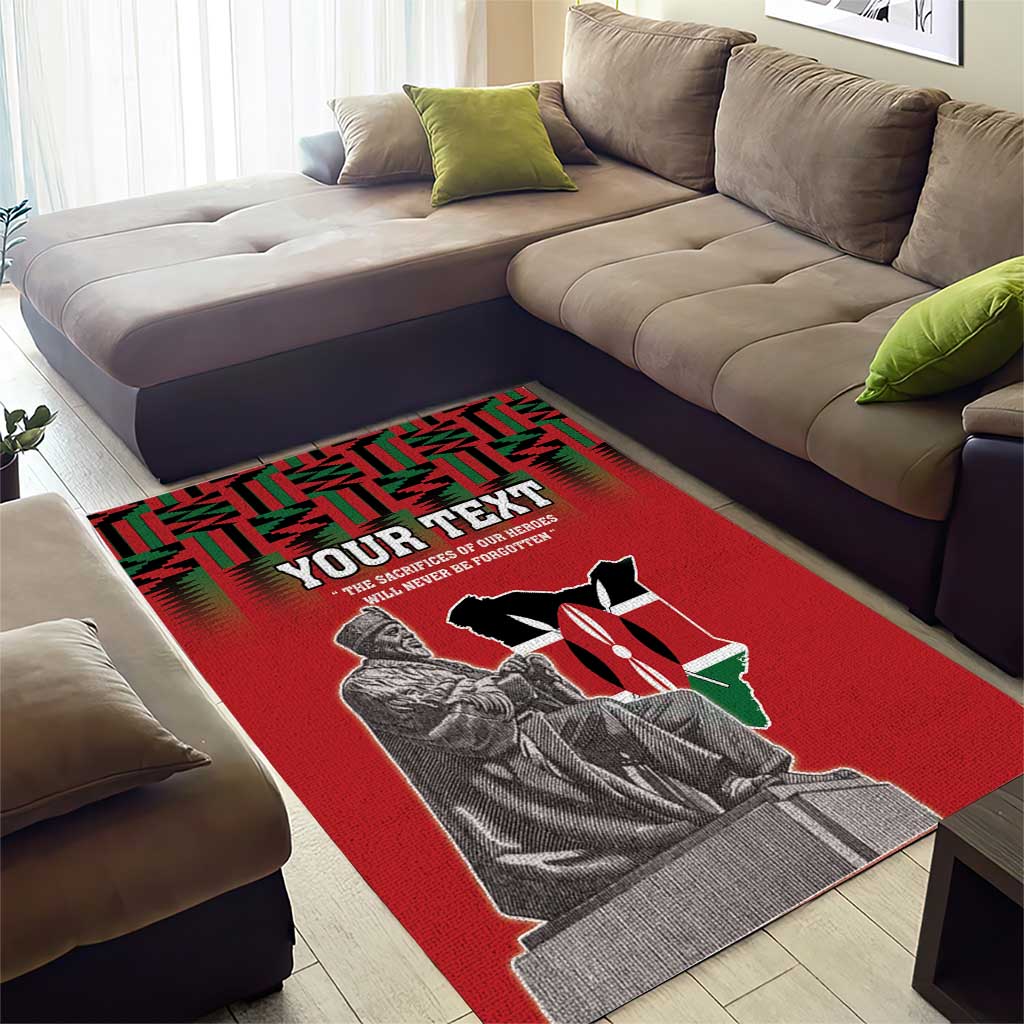 Personalized Afro Kenya Mashujaa Day Area Rug Mzee Jomo Kenyatta With Coat Of Arms LT18