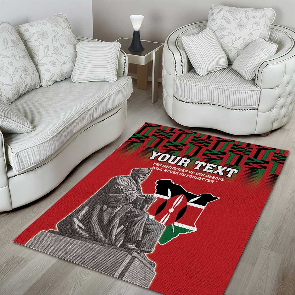 Personalized Afro Kenya Mashujaa Day Area Rug Mzee Jomo Kenyatta With Coat Of Arms LT18