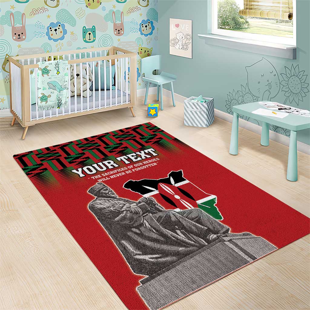 Personalized Afro Kenya Mashujaa Day Area Rug Mzee Jomo Kenyatta With Coat Of Arms LT18