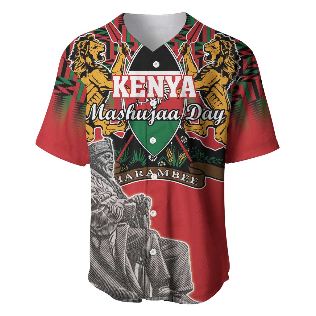 Personalized Afro Kenya Mashujaa Day Baseball Jersey Mzee Jomo Kenyatta With Coat Of Arms LT18