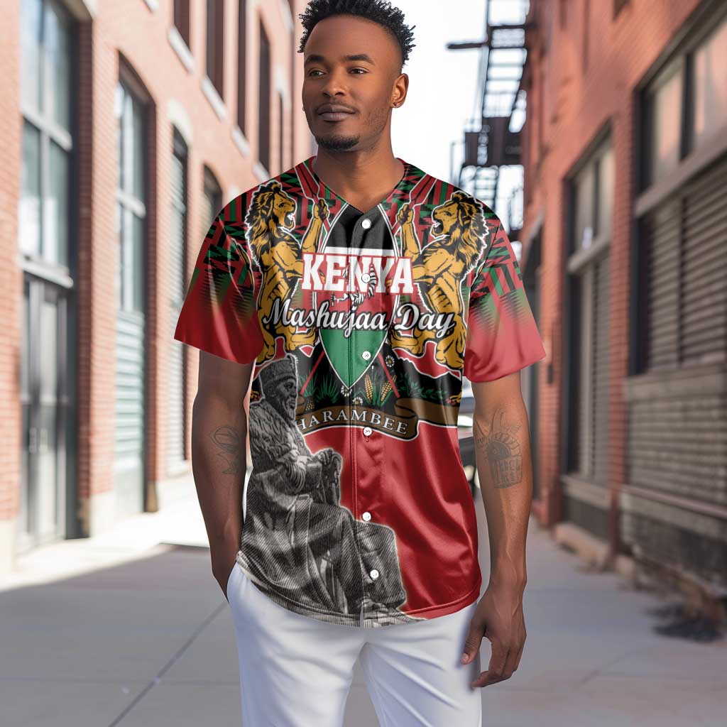Personalized Afro Kenya Mashujaa Day Baseball Jersey Mzee Jomo Kenyatta With Coat Of Arms LT18