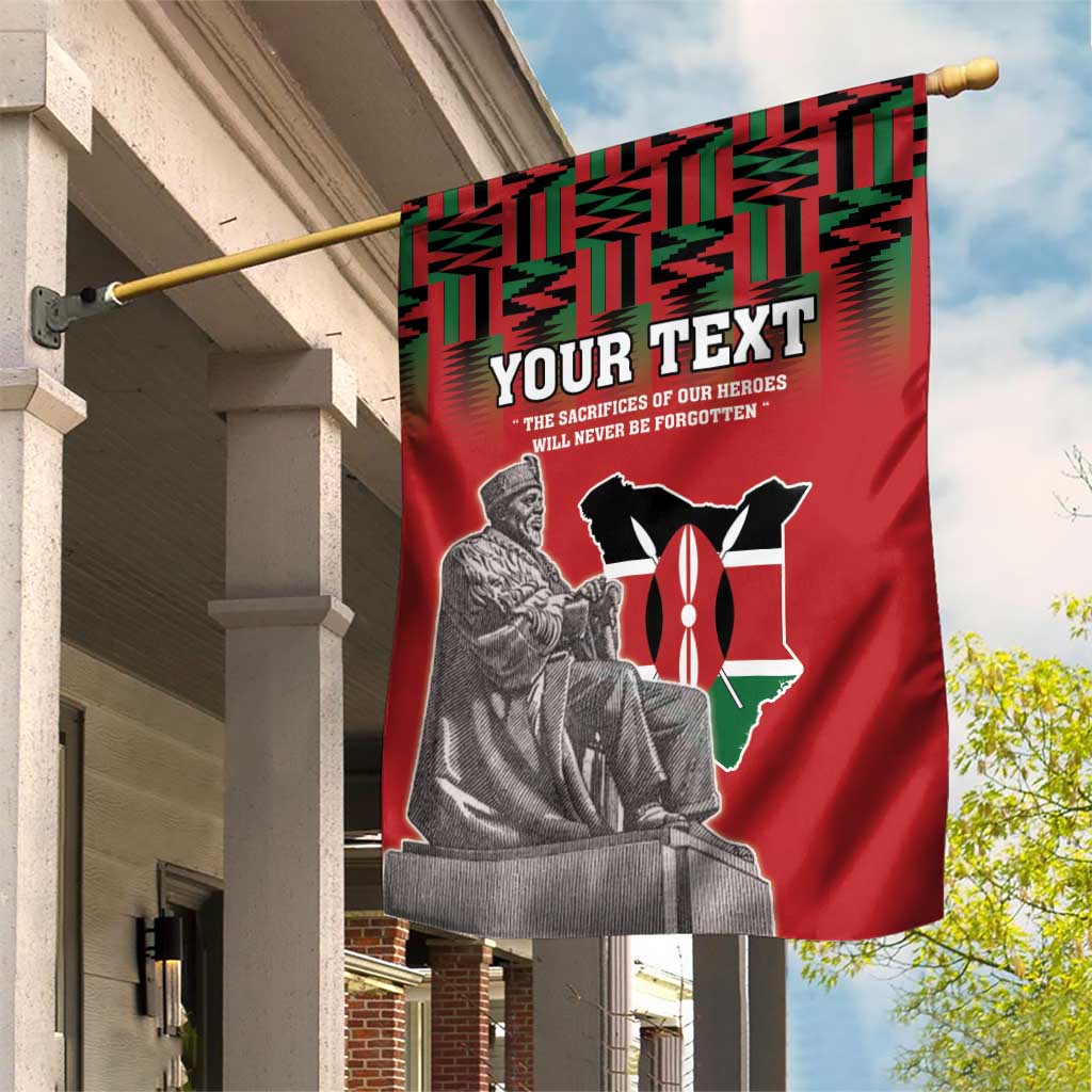 Personalized Afro Kenya Mashujaa Day Garden Flag Mzee Jomo Kenyatta With Coat Of Arms LT18