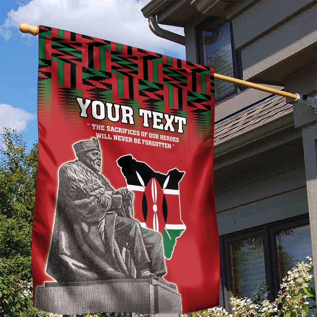 Personalized Afro Kenya Mashujaa Day Garden Flag Mzee Jomo Kenyatta With Coat Of Arms LT18