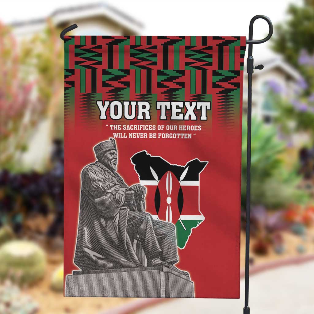 Personalized Afro Kenya Mashujaa Day Garden Flag Mzee Jomo Kenyatta With Coat Of Arms LT18