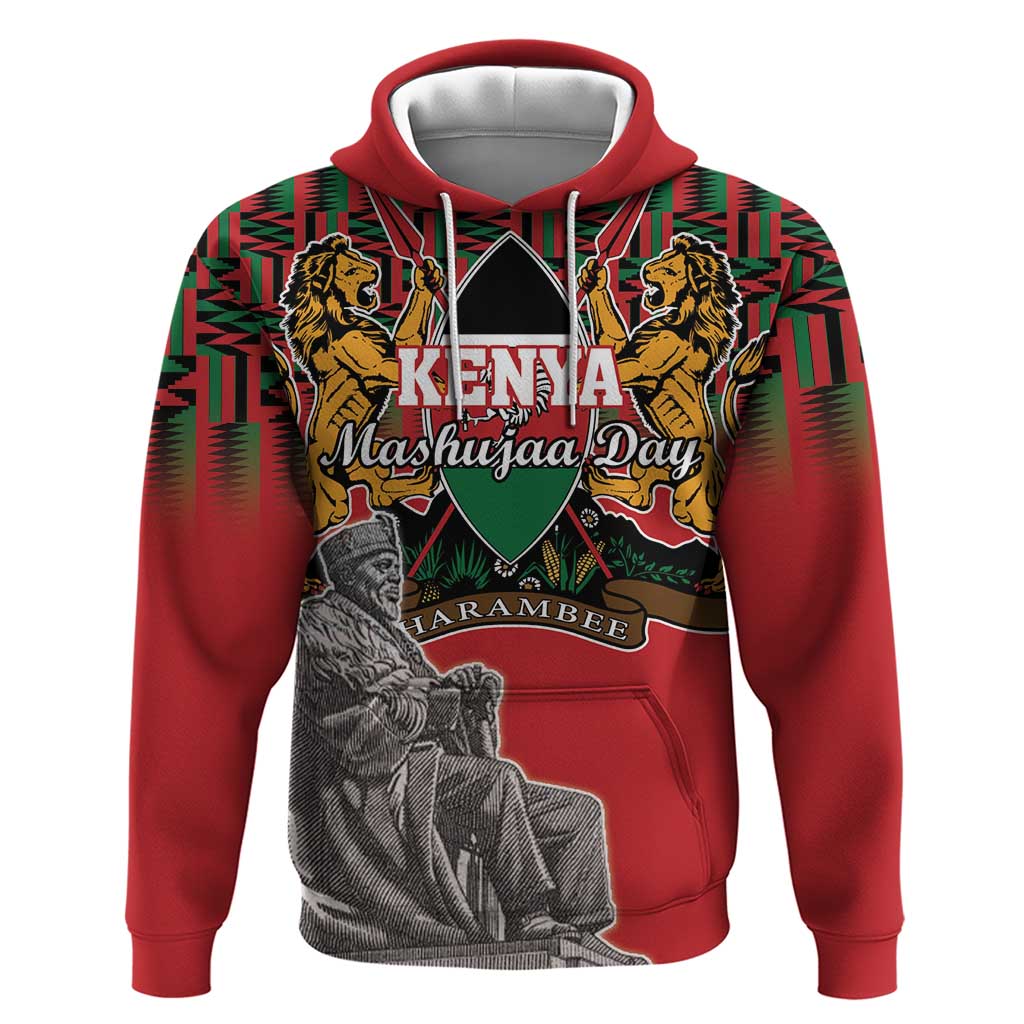 Personalized Kenya Mashujaa Day Hoodie Mzee Jomo Kenyatta With Coat Of Arms LT18