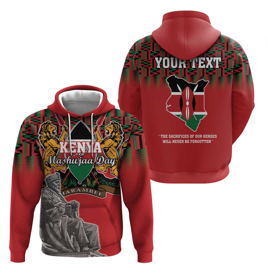 Personalized Kenya Mashujaa Day Hoodie Mzee Jomo Kenyatta With Coat Of Arms LT18