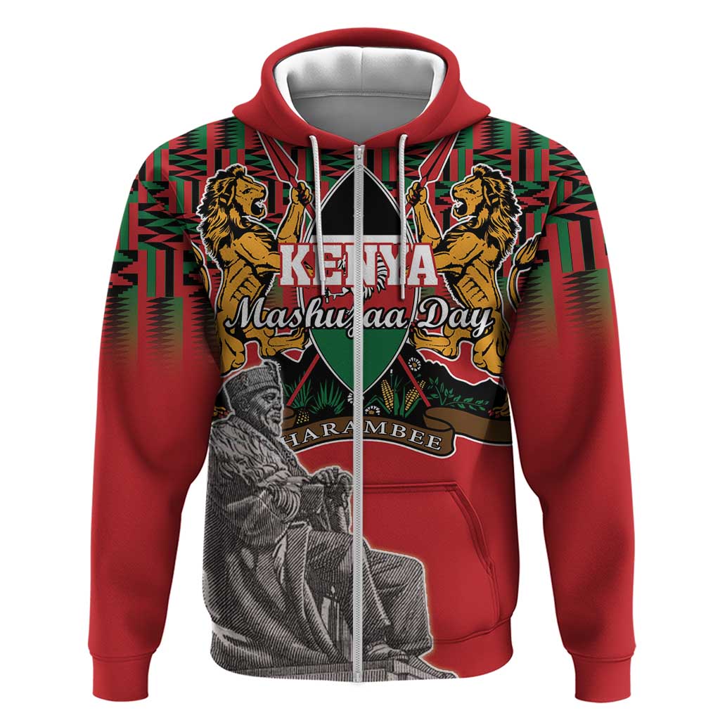 Personalized Kenya Mashujaa Day Hoodie Mzee Jomo Kenyatta With Coat Of Arms LT18