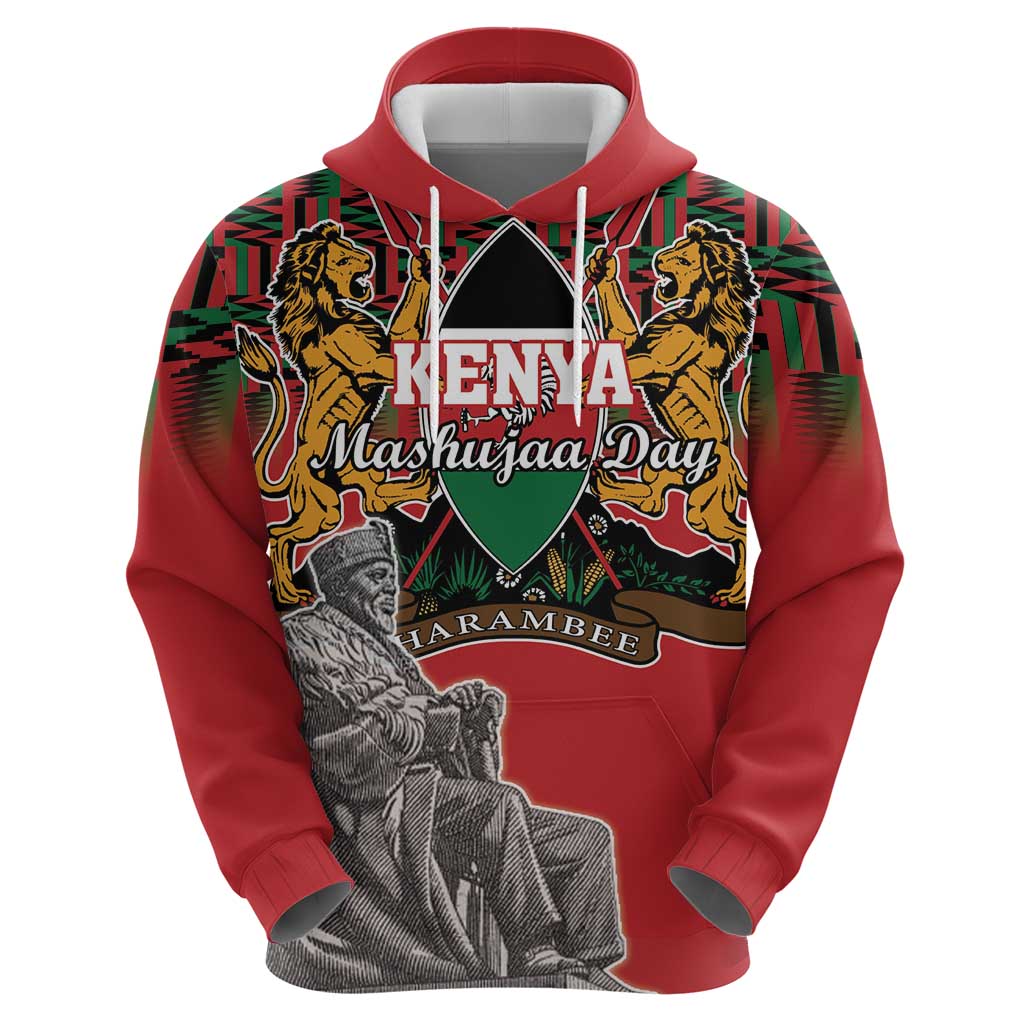 Personalized Kenya Mashujaa Day Hoodie Mzee Jomo Kenyatta With Coat Of Arms LT18