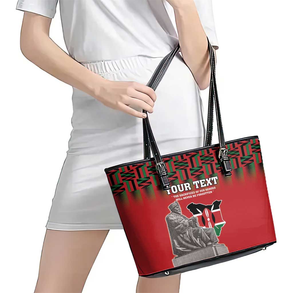 Personalized Kenya Mashujaa Day Leather Tote Bag Mzee Jomo Kenyatta With Coat Of Arms LT18
