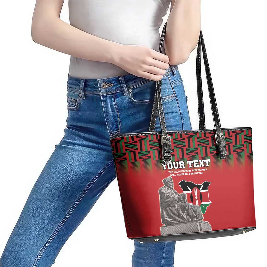 Personalized Kenya Mashujaa Day Leather Tote Bag Mzee Jomo Kenyatta With Coat Of Arms LT18