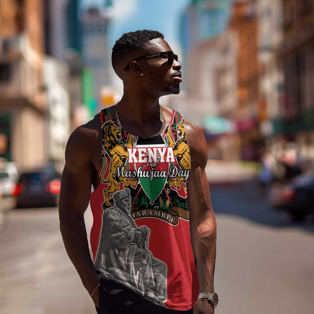 Personalized Afro Kenya Mashujaa Day Men Tank Top Mzee Jomo Kenyatta With Coat Of Arms LT18
