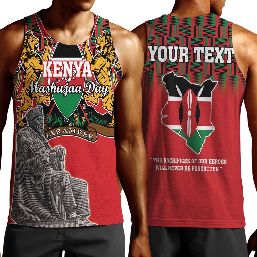 Personalized Afro Kenya Mashujaa Day Men Tank Top Mzee Jomo Kenyatta With Coat Of Arms LT18