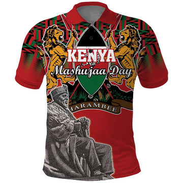 Personalized Kenya Mashujaa Day Polo Shirt Mzee Jomo Kenyatta With Coat Of Arms LT18