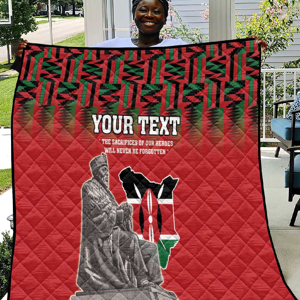 Personalized Afro Kenya Mashujaa Day Quilt Mzee Jomo Kenyatta With Coat Of Arms LT18