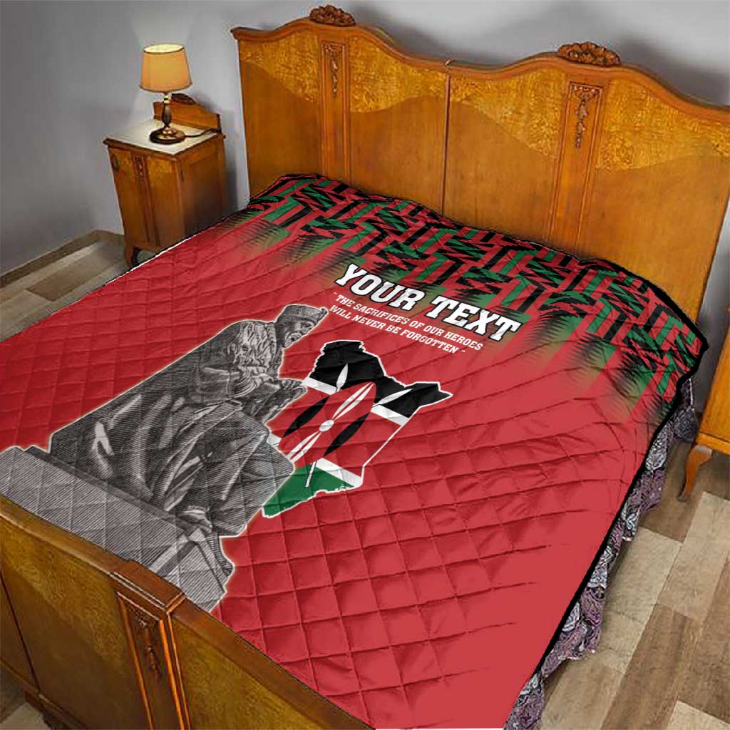 Personalized Afro Kenya Mashujaa Day Quilt Mzee Jomo Kenyatta With Coat Of Arms LT18